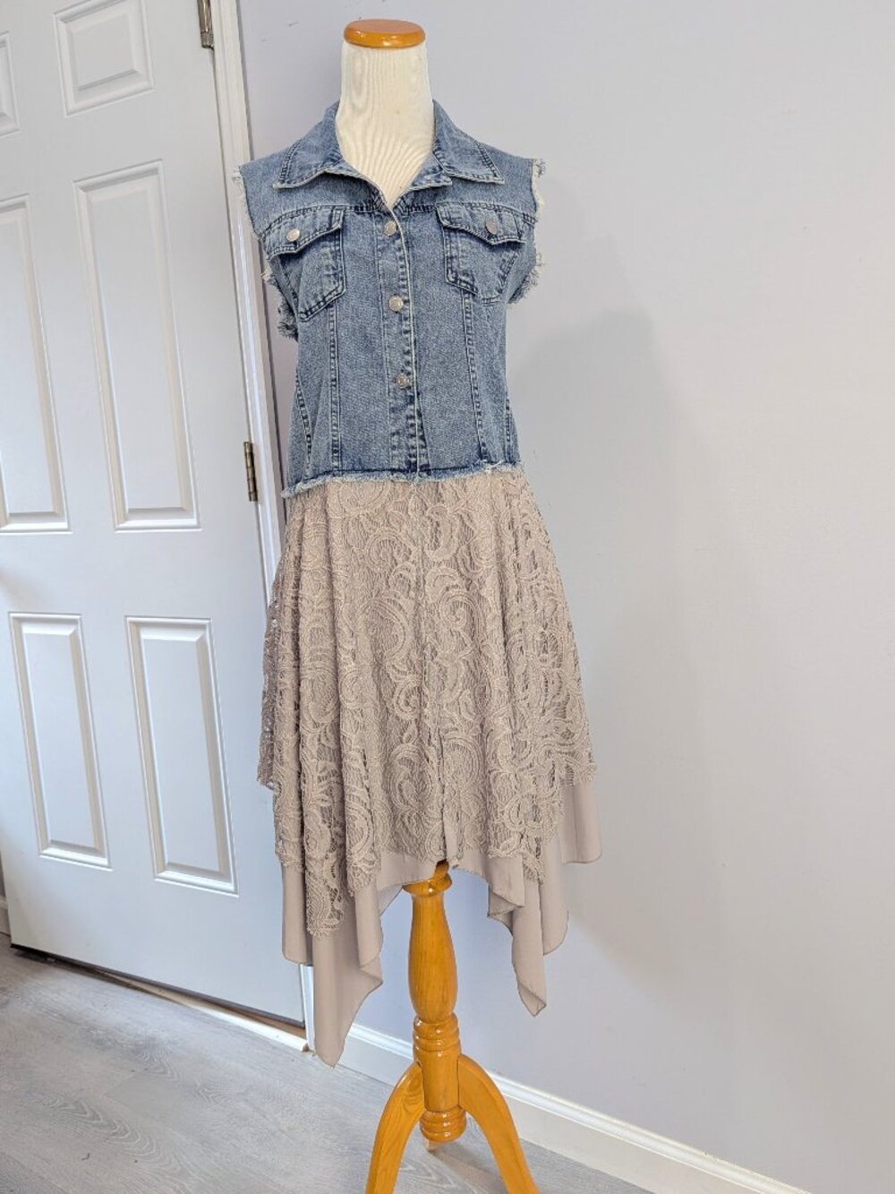 *Denim Lace Tunic Duster Sz L